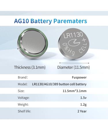 LR1130 Battery 389 - L1131 LR54 390 AG10 Button Cell Watch Battery (40 Count) - Ideal for Thermometers & Electronics - Buy Online on GoSupps.com