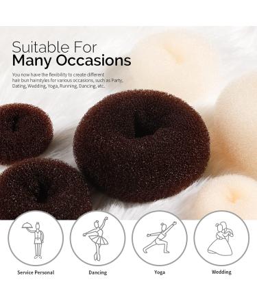 FANDAMEI Hair Bun Maker Set with 8 Donut Bun Makers, Hair Elastic Bands, and Bobby Pins - Dark Brown and Beige Assortment - Buy Online on GoSupps.com