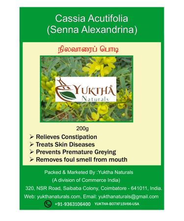 Yuktha Naturals Cassia Acutifolia Powder | Senna | Nilavarai | Sonamukhi | Nila Avarai - 200g/7 Oz