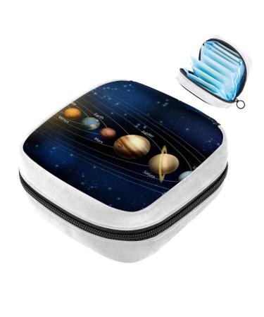GIAPB Sanitary Napkin Storage Bag Period Bag Tampon Bag Makeup Bag Pad Pouch Solar System Planet Color5445