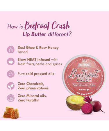 N.at Hab.it Lip Balm Fresh Beetroot Crush 10gm Lip Butter With Desi Ghee & Raw Honey For Natural Pink Lips Nourishment Dark And Chapped Lips - Buy Online on GoSupps.com