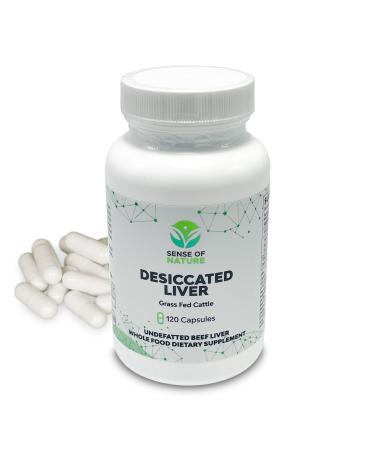 Sense of Nature Desiccated Beef Liver Capsules Grass Fed Supplement -Natural Source of Protein, Iron, Vitamins A & B- Boosts Energy and Immunity - No Chemicals No Dairy and Hormone Free