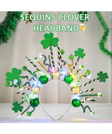 Fashband Light Up St.Patrick's Day Headband LED Green Shamrock Headbands Irish Clover Hair Hoop Hair Accessories for Women - Buy Online on GoSupps.com