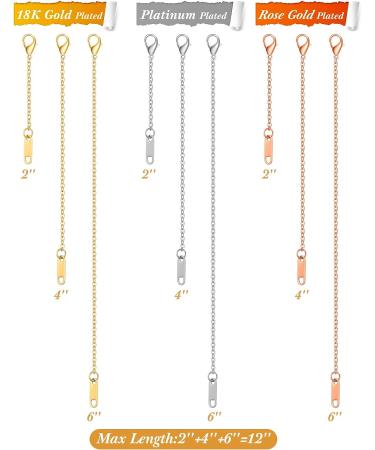 MTLEE 18K Gold Plated Necklace Extender - Rose Gold & Silver Chain Extenders, Jewelry & Choker Delicate Stainless Steel Anklet Extender with Clasp - 2/4/6 Inches - Buy Online on GoSupps.com