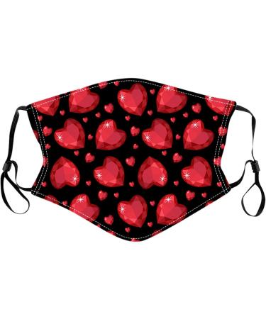 Windproof Activated Carbon mask Valentines Day Baby Cat Holding Heart Shaped Baloons Romantic Love Themed Illustration Vermilion Black Facial decorations for adults - Buy Online on GoSupps.com