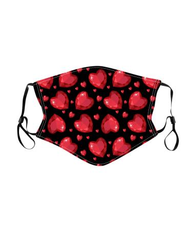 Windproof Activated Carbon mask Valentines Day Baby Cat Holding Heart Shaped Baloons Romantic Love Themed Illustration Vermilion Black Facial decorations for adults