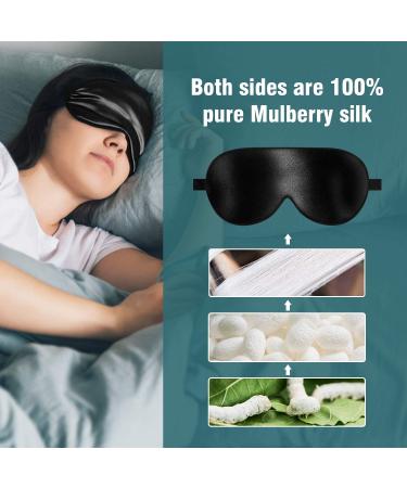 Lacette 100% Mulberry Silk Eye Mask for Men and Women - Block Out Light Sleep Mask - Soft & Smooth Blindfold for Full Night's Sleep - Black - Buy Online on GoSupps.com
