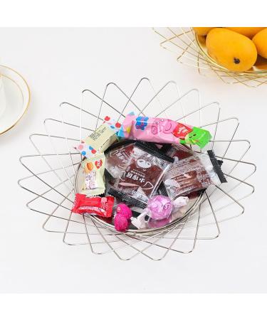 Fruit Basket for Kitchen Large Metal Basket Round Wire Basket Modern Fruit Bowl for Kitchen Counter Or Countertop Storage with Non-Slip Mat for Snacks Fruits Veggies - Buy Online on GoSupps.com