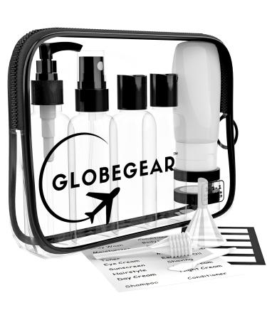 GLOBEGEAR Travel Bottles for Toiletries Containers & TSA Approved Toiletry Bag for Airplane Travel Essentials Vacation Cruise Accessories Must Haves (Model GG1)