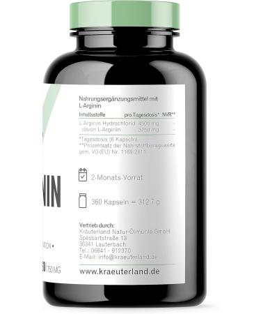 Herballand L-Arginine HCL Capsules | 360 Vegan Capsules | 4500mg Daily Dose | Premium Quality & Vegetable Fermentation - Buy Online on GoSupps.com