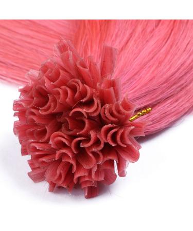 Premium Keratin Bonding Pink Hair Extensions - 40cm U-Tip 25 Strands 100% Real Human Hair - Novon Hair Extensions - Buy Online on GoSupps.com