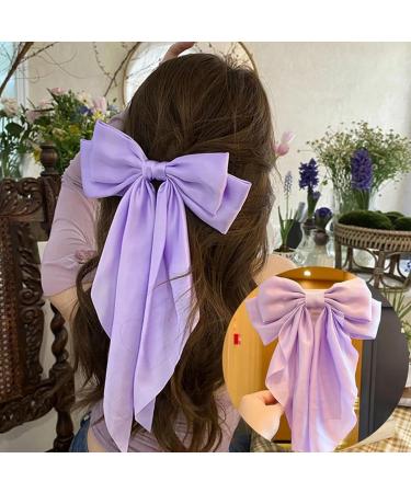 3-PieceBow HairClips Elegant Bow Hair Clips Stylish And Simple Satin Spring Hair Clips Retro Hair Clips Girls Hair Accessories (Purple+Rose+Sky Blue) - Buy Online on GoSupps.com
