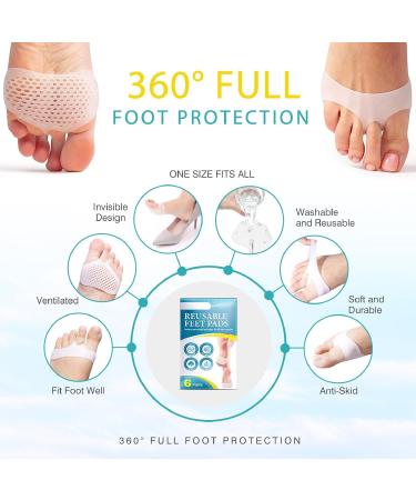 12 Pairs Breathable Silicone Foot Cushions - Non-Slip Shockproof Metatarsal Pads for Comfort in Work Travel & Shopping - Buy Online on GoSupps.com