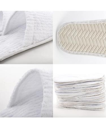 Frcctre 20 Pairs White Disposable Spa Slippers - Soft Coral Fleece, Non-Slip, Comfortable - Ideal for Travel, Guests, Hotel, Home, Salon - Men and Women - Buy Online on GoSupps.com