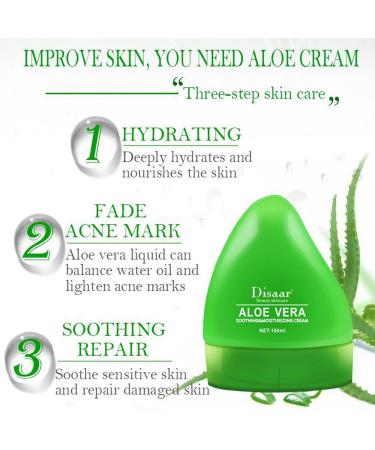DISAAR Beauty 99% Aloe Vera Soothing Moisturizing Face Cream After Sun Repair Oil Control Acne 100ml/3.38fl.oz - Buy Online on GoSupps.com