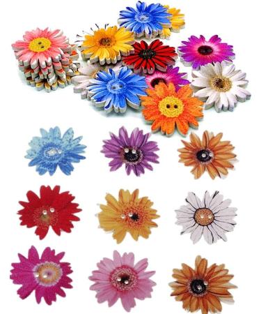 100Pcs 1-inch Painted Wooden Daisy Flower Buttons for Crafts - Sunflower Shaped Wood Buttons with 2 Holes - Flatback Christmas Buttons - Buy Online on GoSupps.com