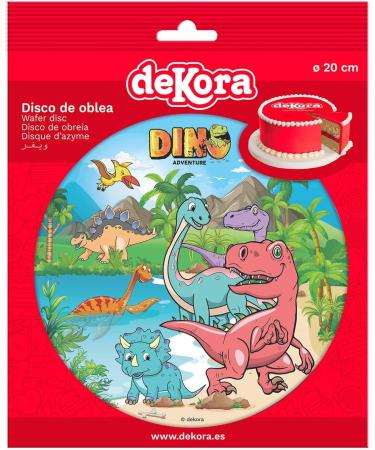 Dekora Dinosaurs Wafer Disc for Cake Edible Cake Topper for Children's Birthday Cake Round 20 CM - Buy Online on GoSupps.com