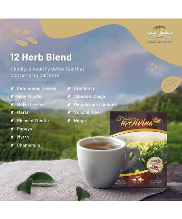Vida Divina TeDivina Detox Tea - All Organic Caffeine-Free Cleansing Formula | 12 Herbs for Colon Cleanse & Digestive Health | Body Detox | Original Flavor | 0.3oz (Pack of 6) - Buy Online on GoSupps.com