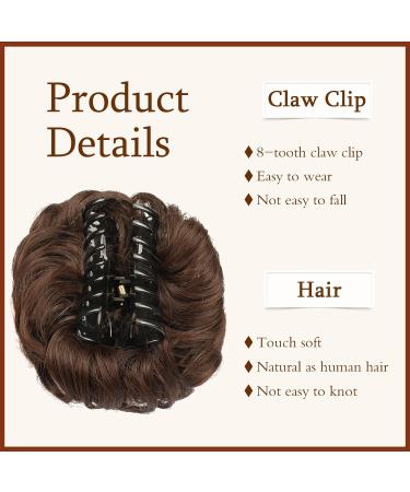 SOFEIYAN Claw Clip Messy Bun Hair Piece - Wavy Curly Synthetic Updo Hair Extensions for Women - Gray with White Tips - Buy Online on GoSupps.com