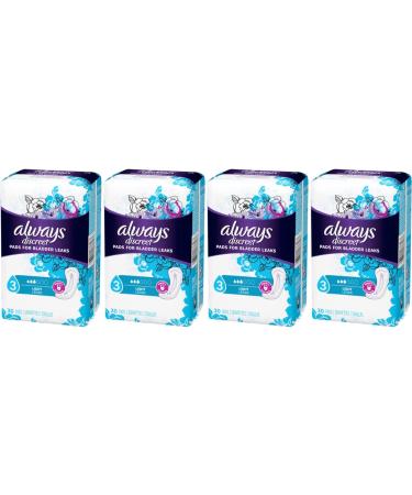 Always Discreet Incontinence Light Pads 3 Drops - 4 Value Packs of 30 Pads (120 Pads Total) - Buy Online on GoSupps.com