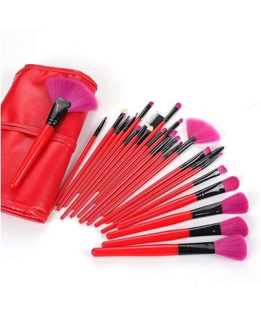 24-Piece Red Makeup Brush Set: Professional Tools For Face Makeup - Lip Liner Concealer Blusher - Angular Blush Fan Brush Smudge Brush - Synthetic Hair Brushes For Beauty Enhancement - Buy Online on GoSupps.com