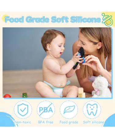 Buy Baby Biting Toys - 3 Silicone Teething Rings & Pacifier Chain BPA-Free 3+ Months White & Black - Buy Online on GoSupps.com