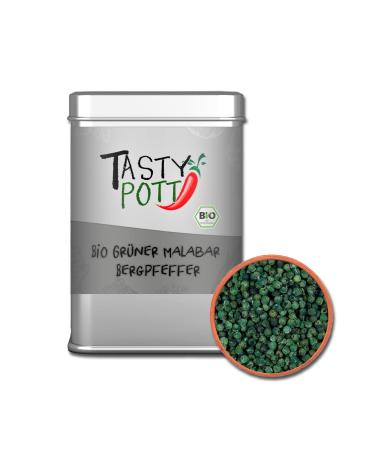Jeske Sports Supplies Tasty Pott Pepper range I peppercorns I fine food I specialties I pepper I pepper shots I spices I herb mixtures Organic Green Malabar Mountain Pepper 50g