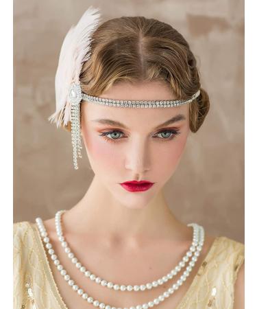 Flapper Headbands Feather Headbands Fascinator Women 1920s Headpiece Gatsby Headpiece Inspired Cocktail Halloween Costume Party Prom Rhinestone Head Band Head Piece Cosplay Headwear Hair Accessories - Buy Online on GoSupps.com