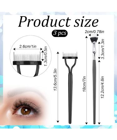 3PCS Multifunctional Mascara Fan Brush Set - Scalloped Lash Comb & Eyelash Separator for Perfect Lashes | Makeup Tool for Upper & Lower Eyelash Care - Buy Online on GoSupps.com