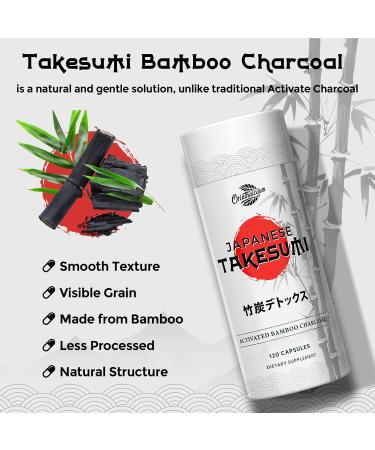 Takesumi Activated Charcoal 2000mg Activated Charcoal from Bamboo for Max Absorption Detox & Gut 120 Vegan Capsules 120 Count (Pack of 1) - Buy Online on GoSupps.com