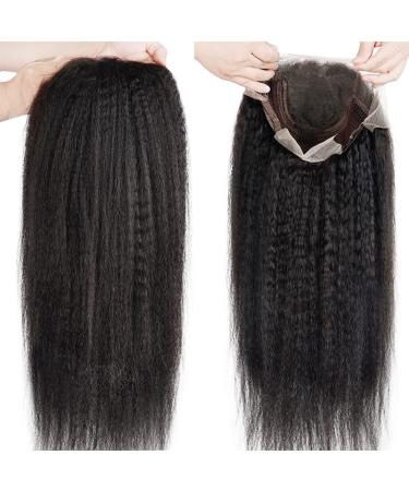 20 Kinky Straight Lace Front Wig Human Hair 13x4 for Black Women - Pre Plucked, Glueless, 150% Density, Natural Black Color - Yaki Straight Wig with Baby Hair - Buy Online on GoSupps.com