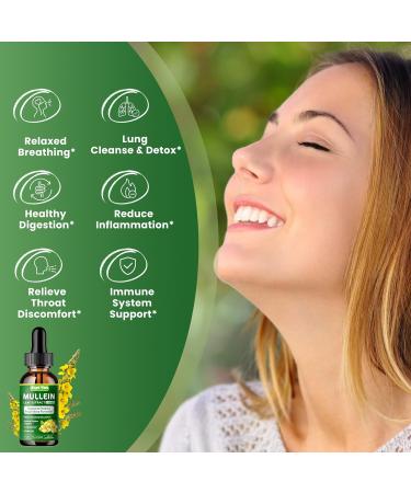 Mullein Drops for Lungs - 1500mg Mullein Leaf Extract Liquid Organic Herbal Supplement Support Lung Detox & Cleanse, Immune, Respiratory Function for Healthy Breathing - Natural Flavor, 2 Fl Oz, Vegan - Buy Online on GoSupps.com