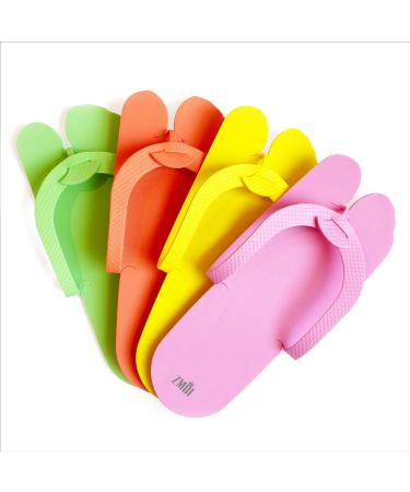 ZMOI Pedicure Slippers   EVA Foam 12 Pairs   One Size Fits All Disposable Anti-Slip Flip Flops for Pedicure   Comfortable and Safe   4 Fun Colors   Ideal for Spa  Nail Salon Multi