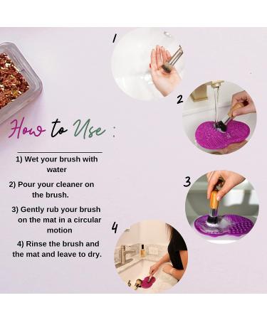 Lilyleaf Large Silicone Makeup Brush Cleaning Mat (8.5 x 6.1 inches) - 5 Texture Brush Cleaner Pad - Portable Scrubber Mat with Suction Cups - Buy Online on GoSupps.com