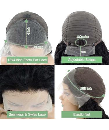 20 Inch Deep Wave Lace Front Human Hair Wig - Natural Black Color, 180% Density, Pre Plucked, Glueless - Aomllute - Buy Online on GoSupps.com