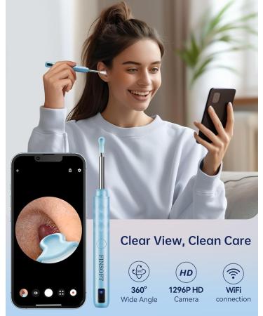 Ultimate Ear Wax Removal Tool Camera - HD 1296P 6 LED Lights & 10 Ear Picks - Compatible with iOS & Android - Navy Blue & Pale Blue - Buy Online on GoSupps.com