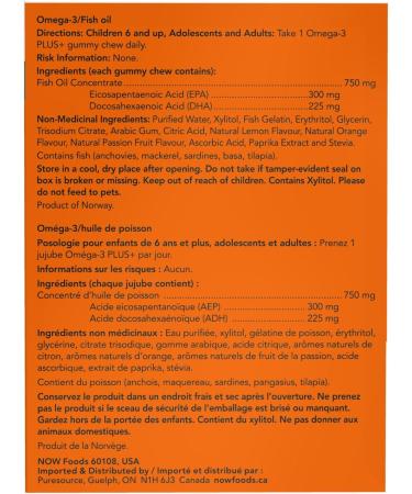 NOW Supplements OMEGA-3 PLUS+ Gummy Chews 36 Count - Buy Online on GoSupps.com