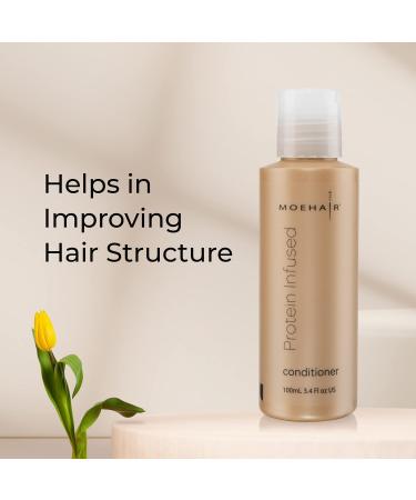 MOEHAIR Travel Protein Infused Conditioner - Sulfate & Paraben Free Hair Moisturizer Hydration Shine | Color Safe Travel Size 3.4 Fl Oz - Buy Online on GoSupps.com
