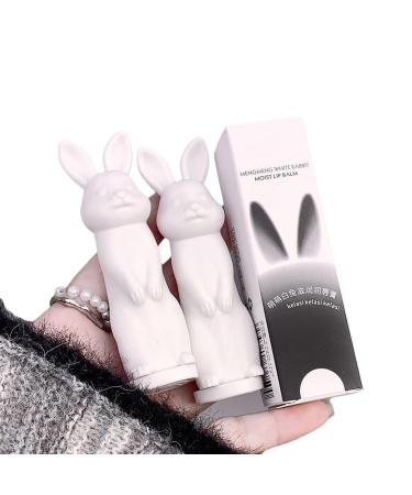 ACSUSS Cute Rabbit Themed Lip Balm Hydrating Dry Lips Soft Smooth Finish For Women Girls Everyday White One Size One Size White