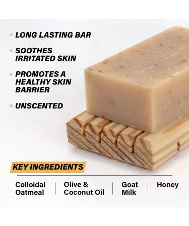 Unscented Goat Milk Oatmeal Soap Bar (3 Pack) for Eczema & Sensitive Skin - Colloidal Oatmeal & Honey, 4-4.5 oz Bars - Buy Online on GoSupps.com