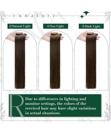 Runature Clip In Extensions - Real Dark Brown Remy Hair 45cm (18 Inch) - 3 Pcs #2 - Smooth & Easy to Apply - Buy Online on GoSupps.com