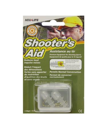 Acu-Life Shooter's Aid Earplugs for Hunting  1 Pair NRR 18  Clear  Made in The USA Hunting Earplugs