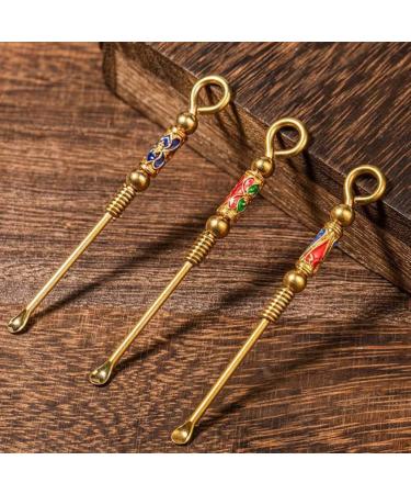 3pcs Brass Ear Wax Remover Earpick Tools - Golden Ear Cleaning Keychain Gift - Buy Online on GoSupps.com