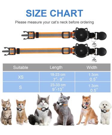 Agoumlux Airtag Cat Collar - Reflective Adjustable Safety Buckle Bright Breakaway Collar with Bell for Young Cats - XS (17.5-23 cm) Orange - Buy Online on GoSupps.com