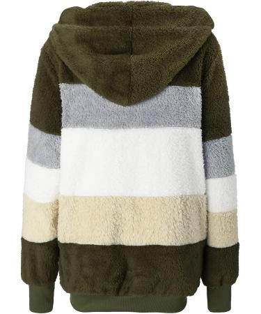 Hanxiulin Women's Fleece Plush Jacket - Warm Zipper Wool Coat Fluffy Autumn Outerwear Elegant Winter Trench in 5XL B-Army Green - Buy Online on GoSupps.com