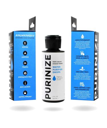 PURINIZE - The Best and Only Patented Natural Water Purifying Solution - Chemical Free Camping and Survival Water Purification 2 oz