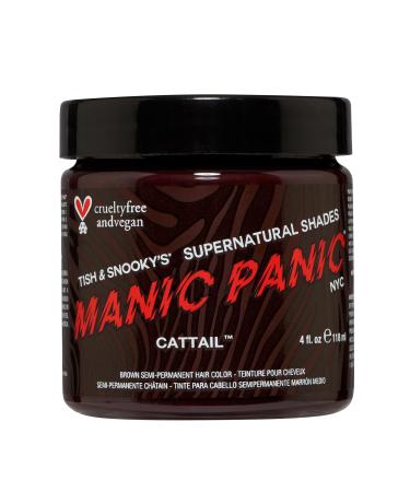 MANIC PANIC Cattail Medium Brown Hair Dye - Supernatural - Semi Permanent Mid-toned Chocolate Brown Hair Color For Women And Men - Vegan  PPD & Ammonia Free (4oz) Cattail 4 Fl Oz (Pack of 1)
