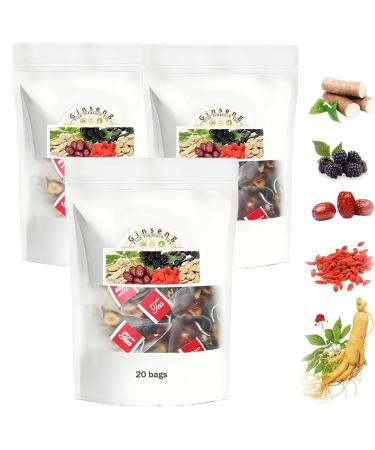 Kidney Tea Formula Ginseng Six Treasure Tea Ginseng Five TreasureTea Herbal Tea for Men Individually Wrapped 20 Sachets 3