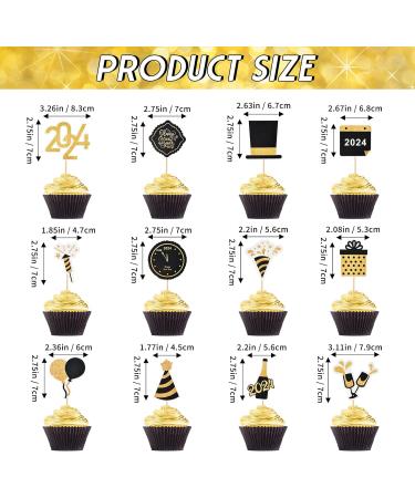 HOKPA Happy New Year Cupcake Toppers 36 Pcs 2024 New Year Cupcake Toppers Dessert Cupcake Picks for Celebration New Year Party Decorations - Buy Online on GoSupps.com