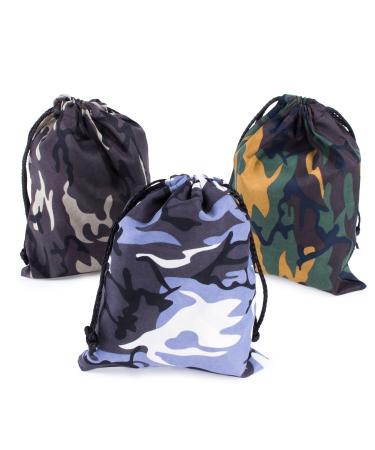 Camouflage Drawstring Travel Bags Pouch Sacks for Party Favors, Outdoor Camping Picnics, Hiking (12 Pack)